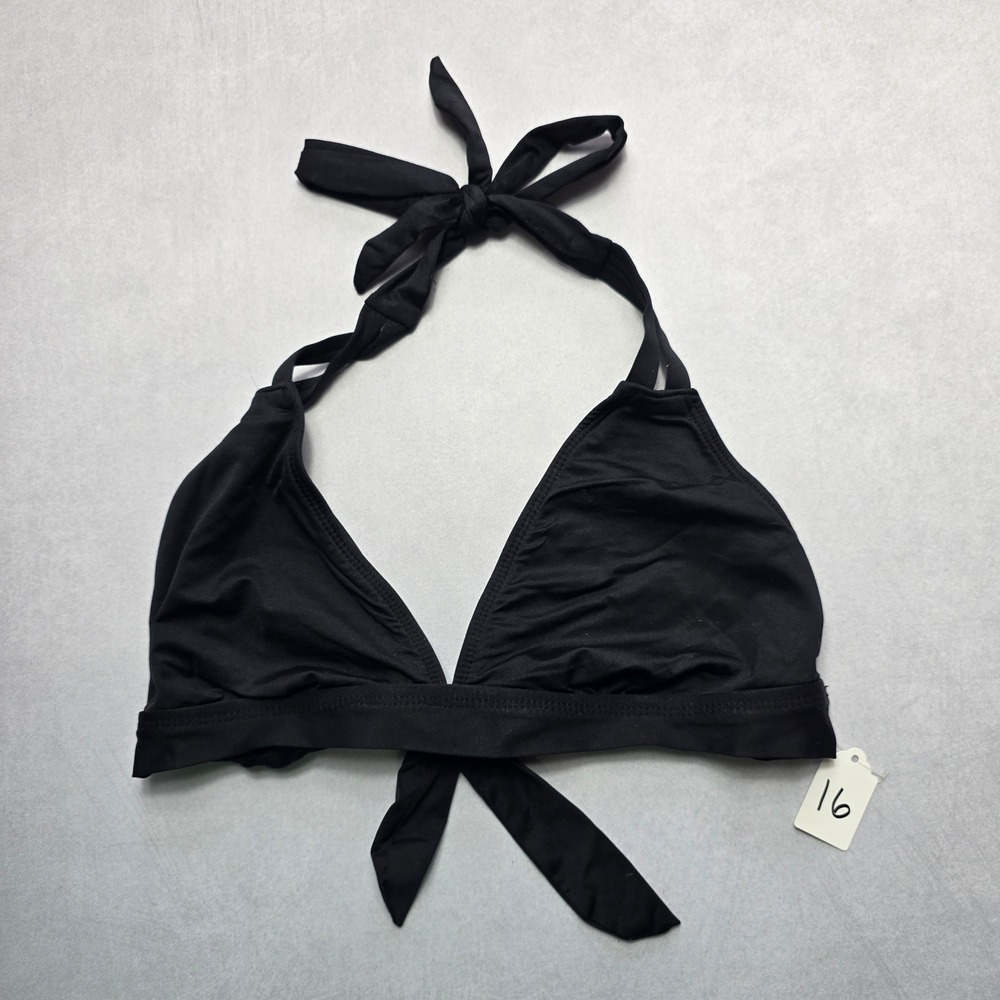 Mossimo Black Halter Tie Swim Sports Bra Beach Bralette‎ Bikini Top L Large